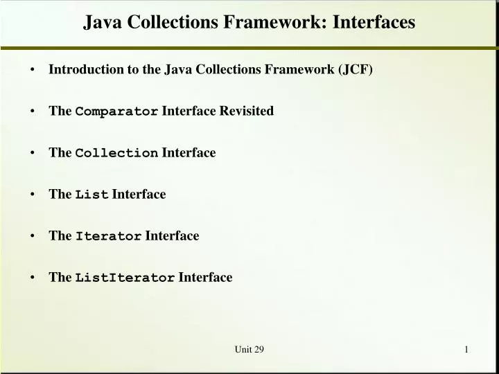 java collections framework interfaces