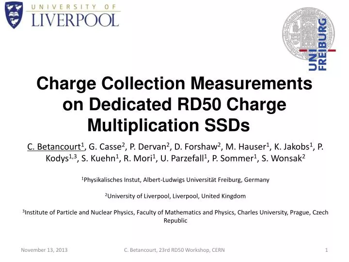 charge collection measurements on dedicated rd50 charge multiplication ssds