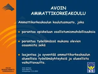avoin ammattikorkeakoulu