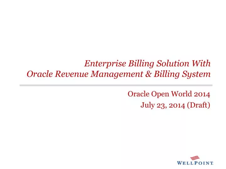 enterprise billing solution with oracle revenue management billing system