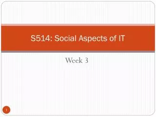 S514: Social Aspects of IT