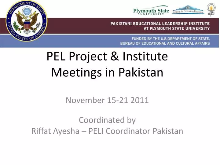 pel project institute meetings in pakistan