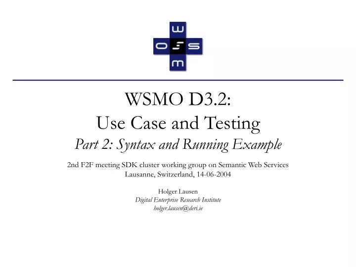 wsmo d3 2 use case and testing part 2 syntax and running example