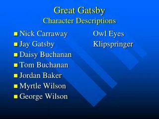 Great Gatsby Character Descriptions