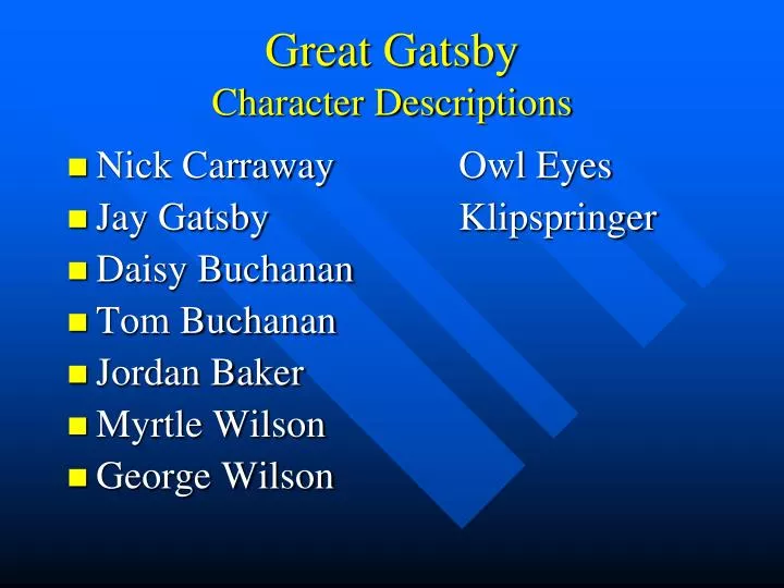 great gatsby character descriptions