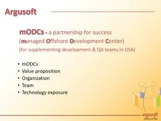 mODCs - a partnership for success ( m anaged O ffshore D evelopment C enter)