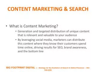 CONTENT MARKETING &amp; SEARCH
