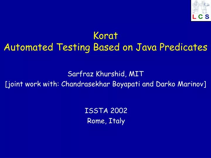 korat automated testing based on java predicates