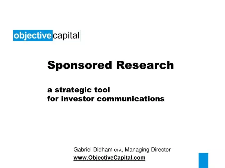 sponsored research a strategic tool for investor communications