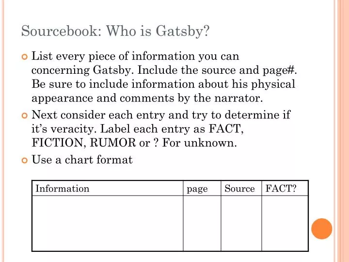 sourcebook who is gatsby