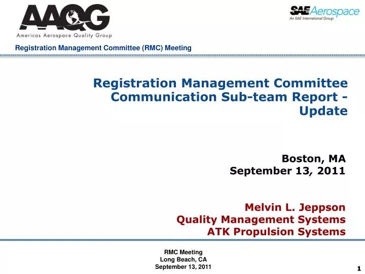 registration management committee communication sub team report update