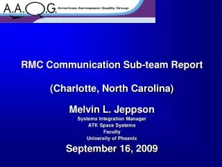 RMC Communication Sub-team Report (Charlotte, North Carolina)
