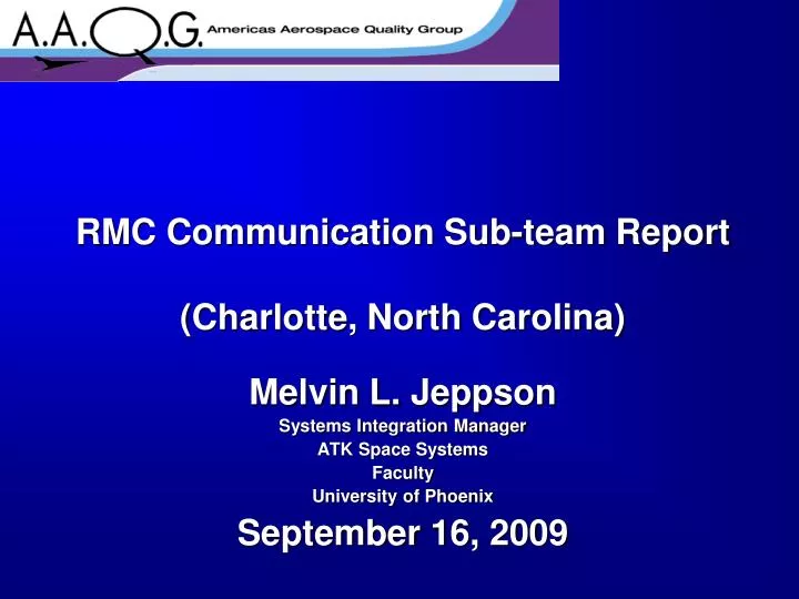 rmc communication sub team report charlotte north carolina