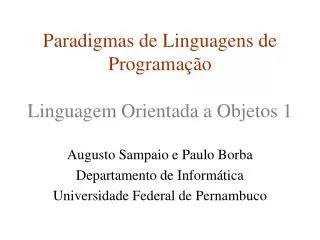paradigmas de linguagens de programa o linguagem orientada a objetos 1
