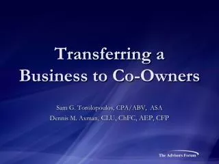 Transferring a Business to Co-Owners
