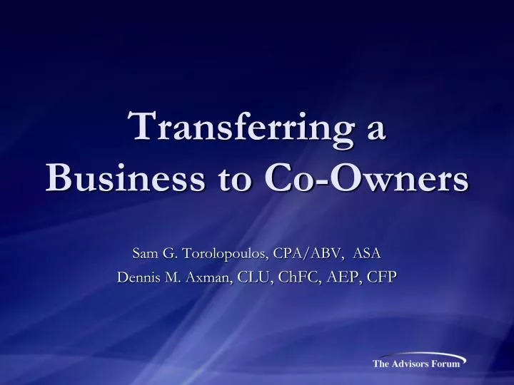transferring a business to co owners