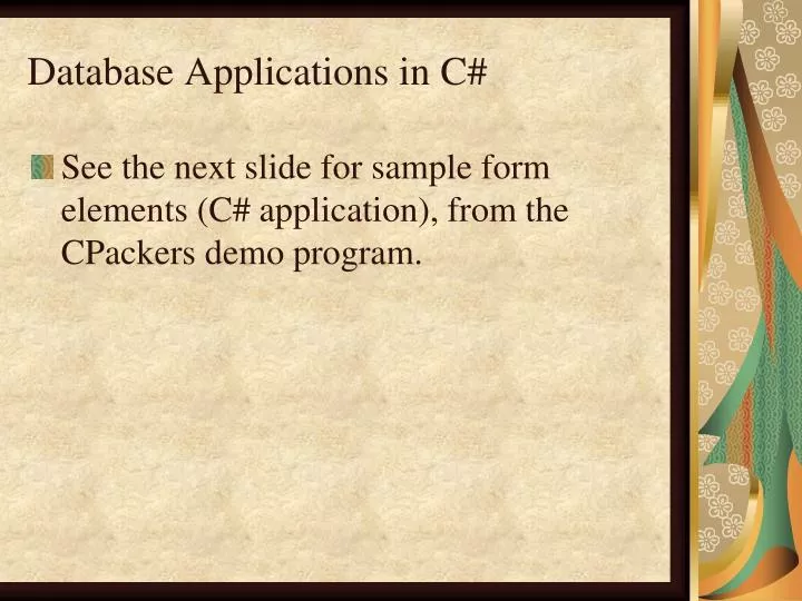 database applications in c