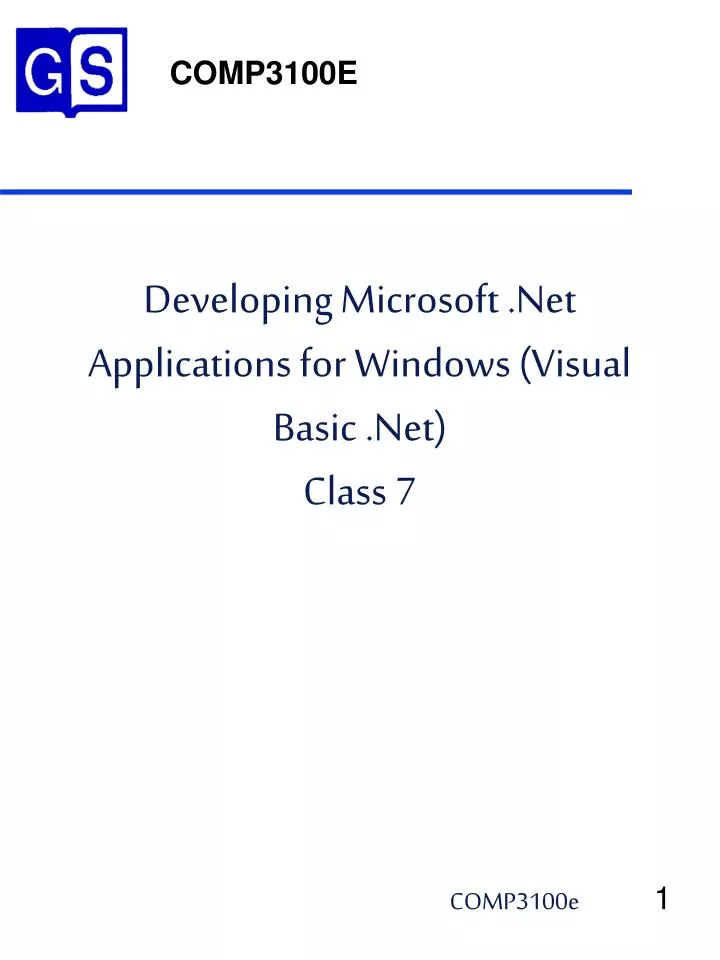 developing microsoft net applications for windows visual basic net class 7