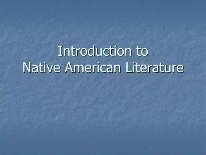 introduction to native american literature