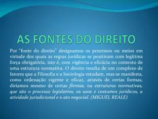 as fontes do direito
