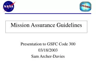 Mission Assurance Guidelines
