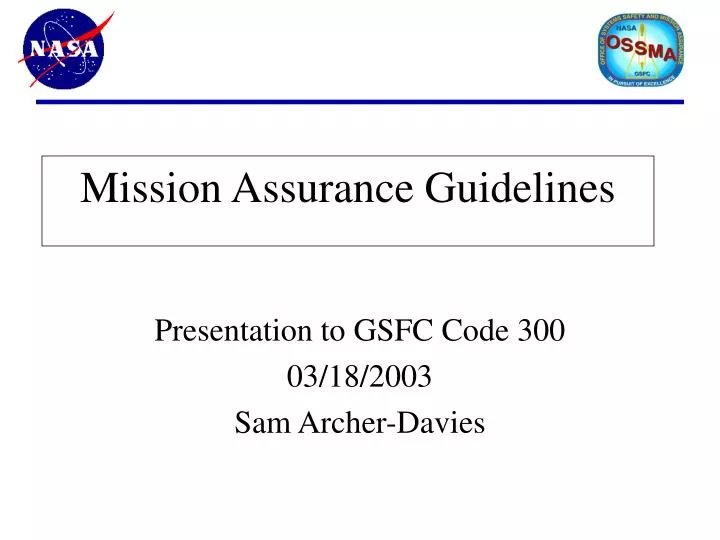 mission assurance guidelines