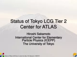 Status of Tokyo LCG Tier 2 Center for ATLAS