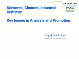 Networks, Clusters, Industrial Districts: Key Issues in Analysis and Promotion