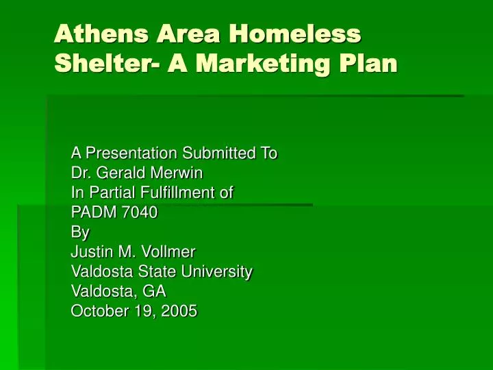 athens area homeless shelter a marketing plan