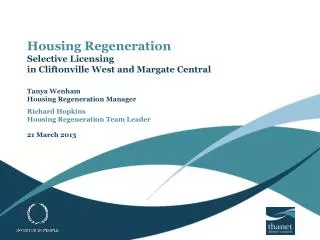 Housing Regeneration Selective Licensing in Cliftonville West and Margate Central