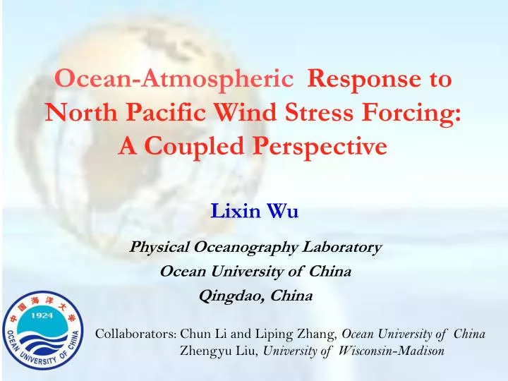 ocean atmospheric response to north pacific wind stress forcing a coupled perspective