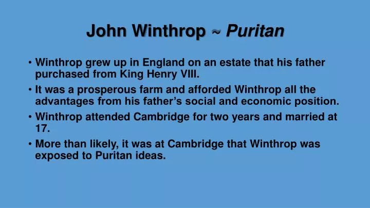 john winthrop puritan