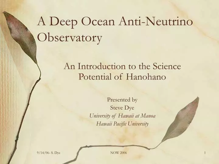 a deep ocean anti neutrino observatory