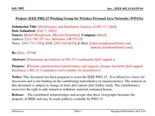 Project: IEEE P802.15 Working Group for Wireless Personal Area Networks (WPANs)