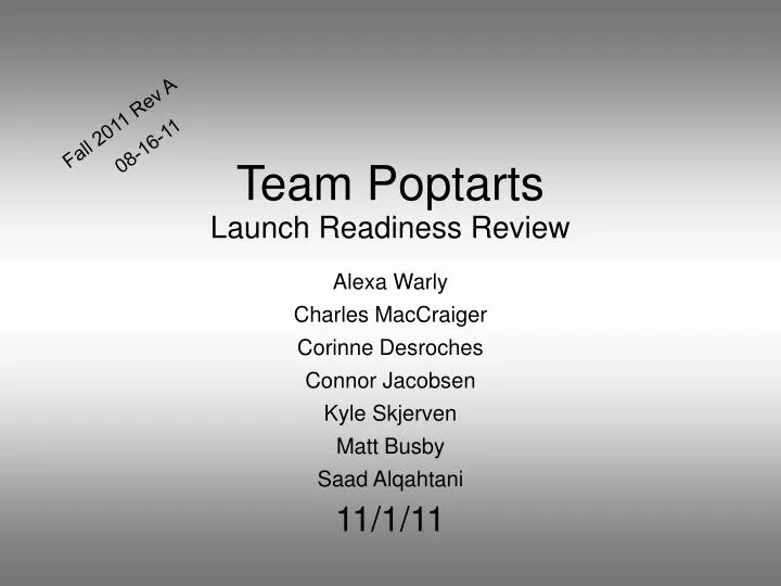 team poptarts launch readiness review