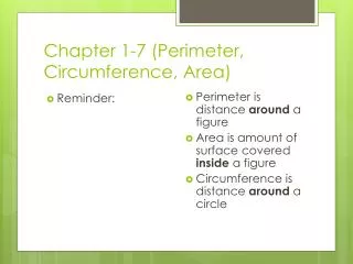 Chapter 1-7 (Perimeter, Circumference, Area)