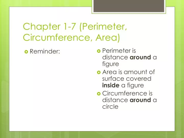 chapter 1 7 perimeter circumference area