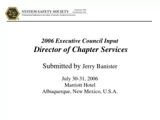 2006 Executive Council Input Director of Chapter Services