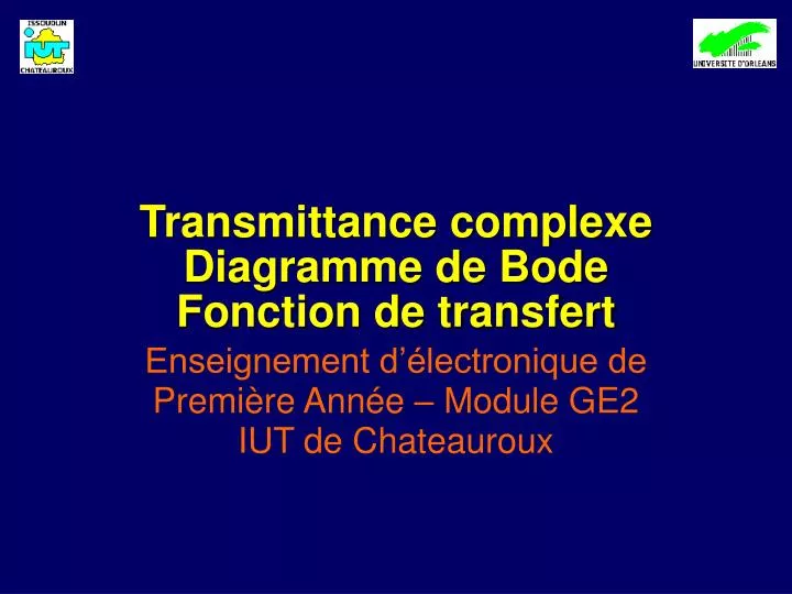 transmittance complexe diagramme de bode fonction de transfert