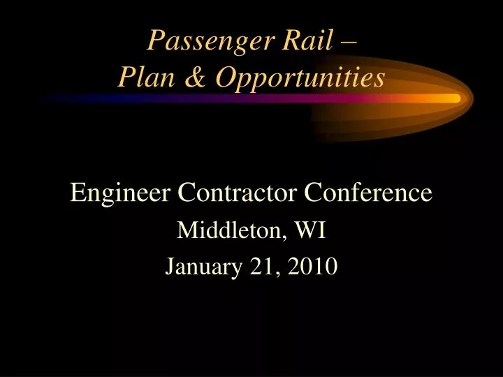 passenger rail plan opportunities