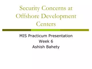 Security Concerns at Offshore Development Centers