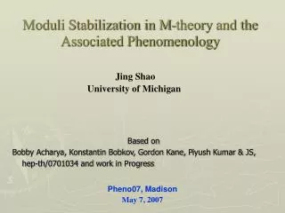 Moduli Stabilization in M-theory and the Associated Phenomenology