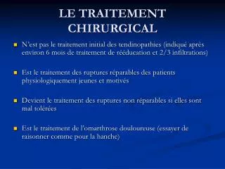 le traitement chirurgical