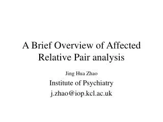 A Brief Overview of Affected Relative Pair analysis