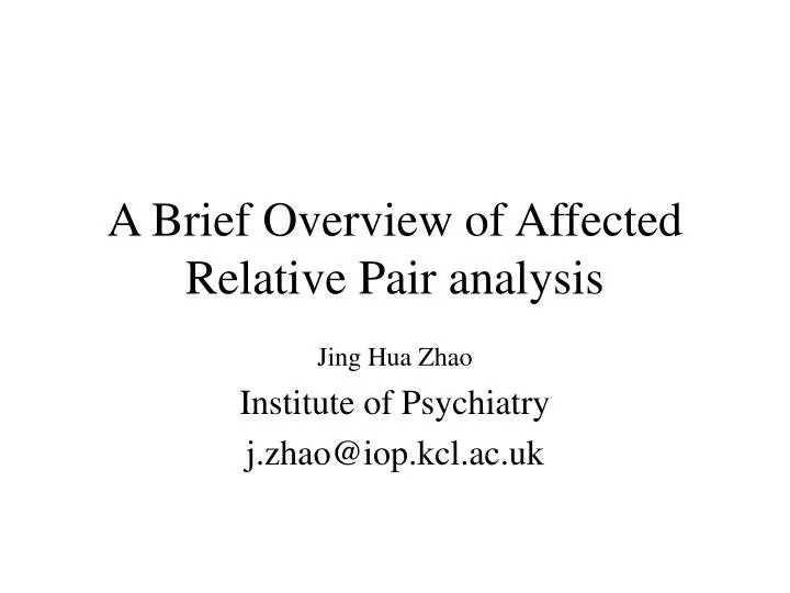 a brief overview of affected relative pair analysis