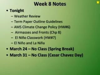Week 8 Notes
