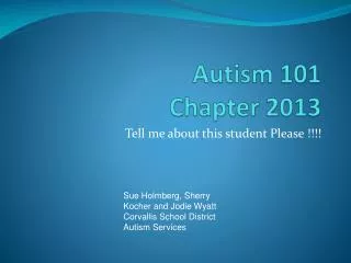 Autism 101 Chapter 2013