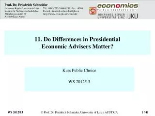 11. Do Differences in Presidential Economic Advisers Matter?