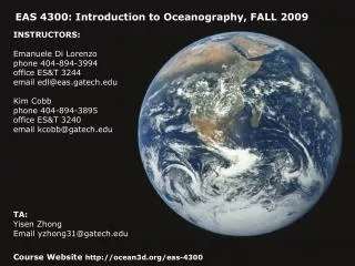 EAS 4300: Introduction to Oceanography, FALL 2009