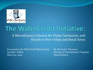 The WaterCredit Initiative: